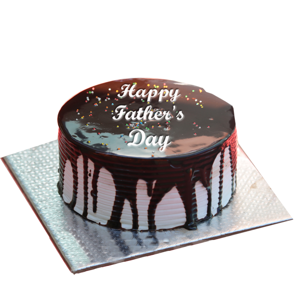 Chocolate Drip Cake With Happy Fathers Day Message And Dark Frosting PNG Image