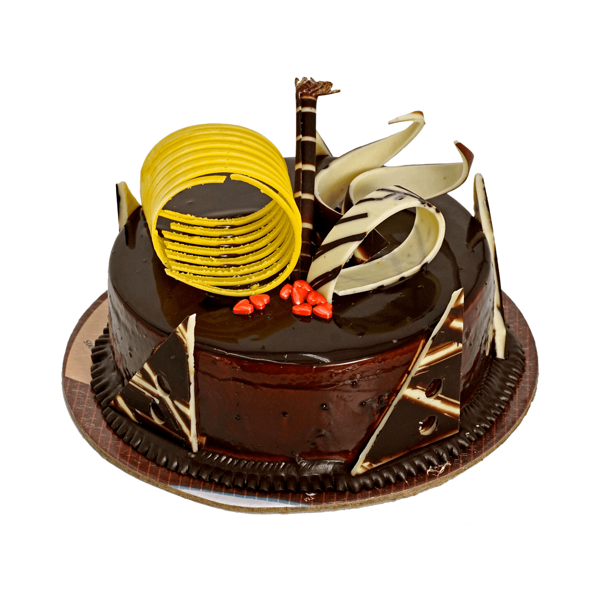 Chocolate Truffle Cake Decorated With Strawberries And Chocolate Sticks PNG