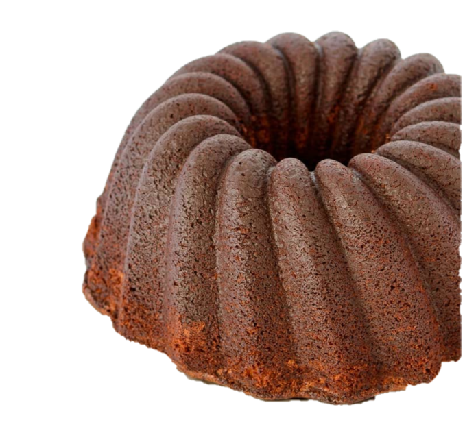 Classic Chocolate Bundt Cake With Fluted Ring Shape Isolated PNG Image