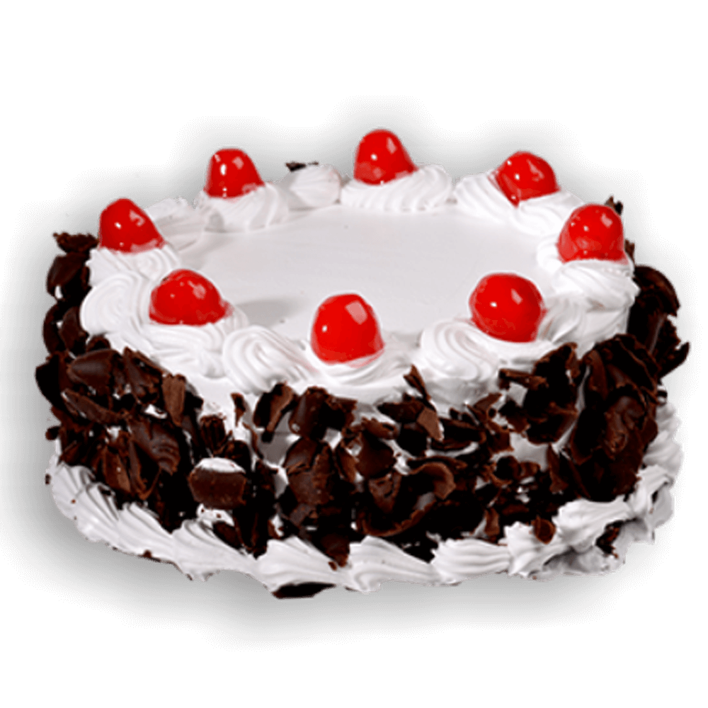 Dark Chocolate Cake Topped With Whipped Cream Rosettes And Cherries PNG Clipart