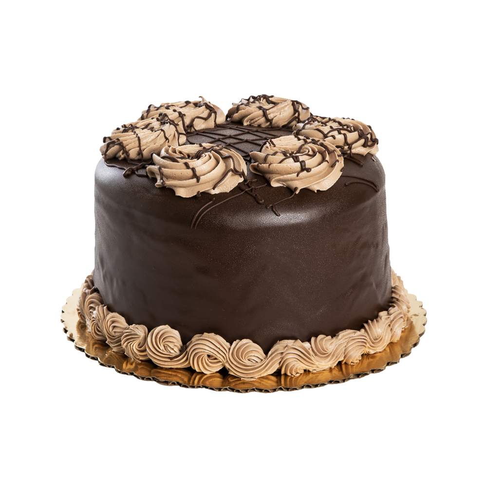 Layered Chocolate Cake Slice With Cream Filling On White Plate PNG Image
