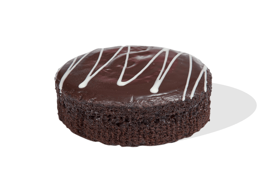 Small Chocolate Cake With White Icing Drizzle And Glossy Top PNG Clipart