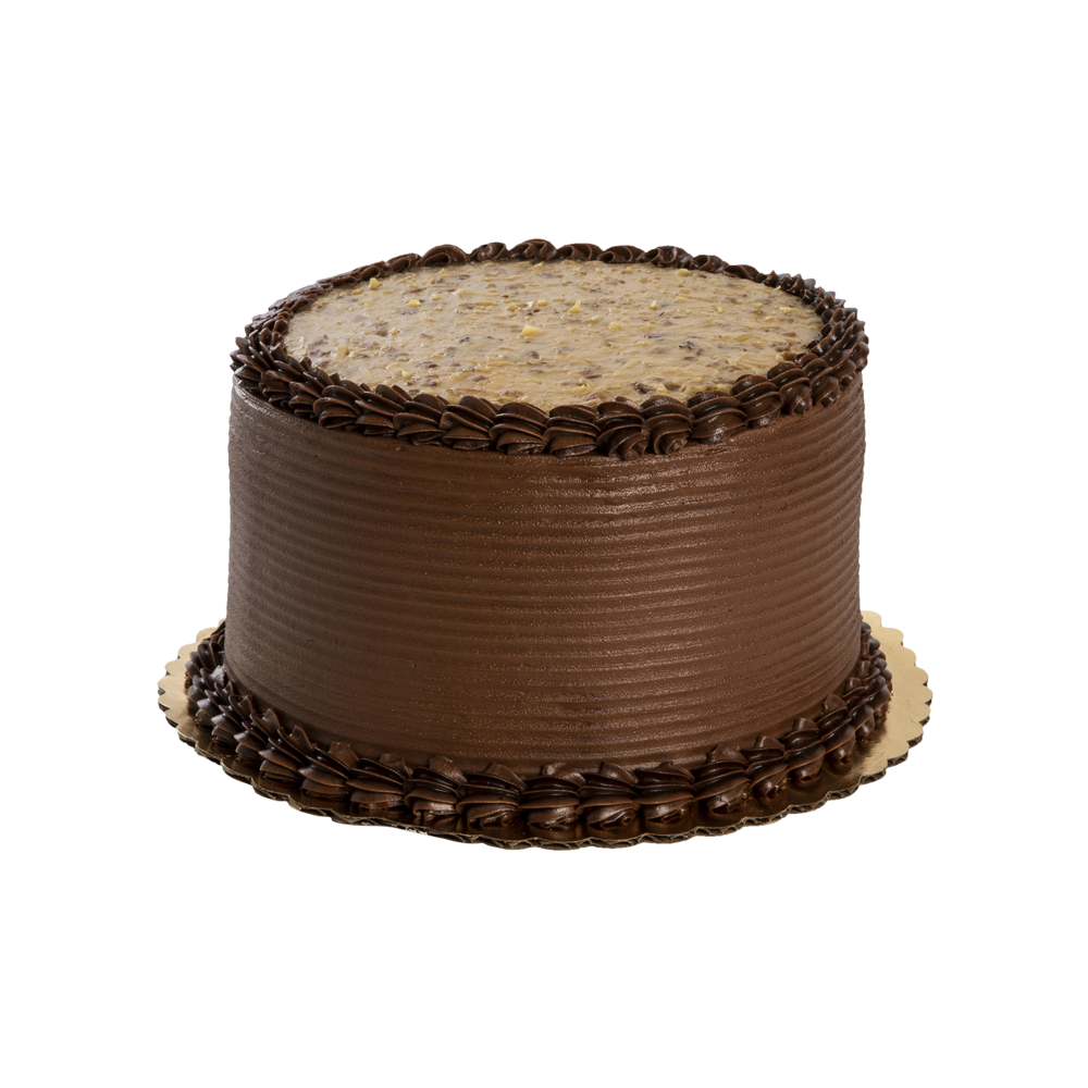 Small Round Chocolate Cake With Smooth Frosting And Piped Border Transparent PNG