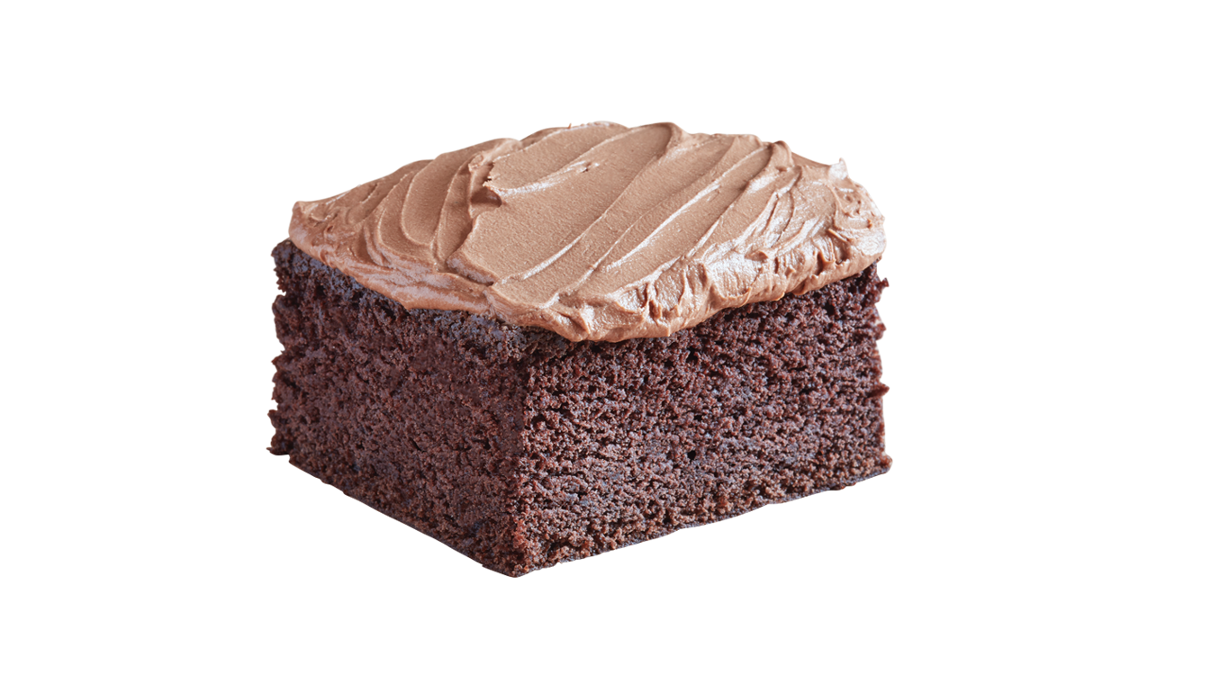 Square Chocolate Brownie Cake Slice With Smooth Cocoa Frosting PNG Clipart