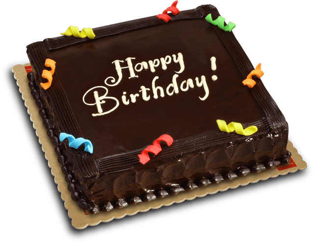 Square Happy Birthday Chocolate Cake With Colorful Candy Decorations PNG Clipart
