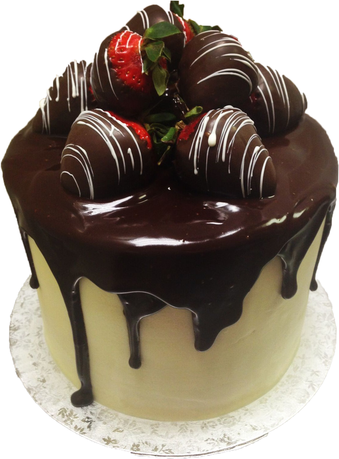 Tall Chocolate Layer Cake Decorated With Chocolate Truffles And Drip Icing PNG