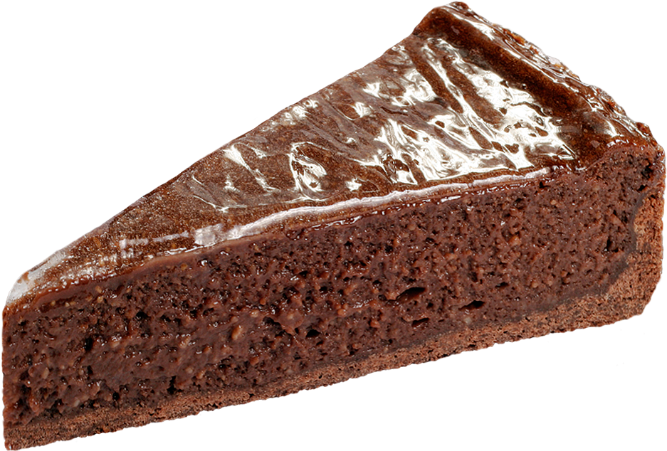 Triangular Slice Of Chocolate Tart With Smooth Glossy Top PNG Image