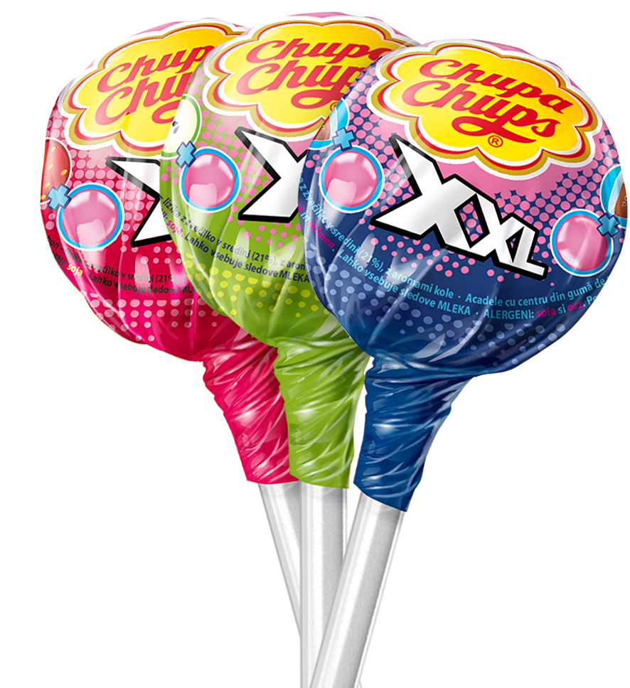 Chupa Chups Colorful Fruit Lollipop Variety Pack Isolated PNG Clipart
