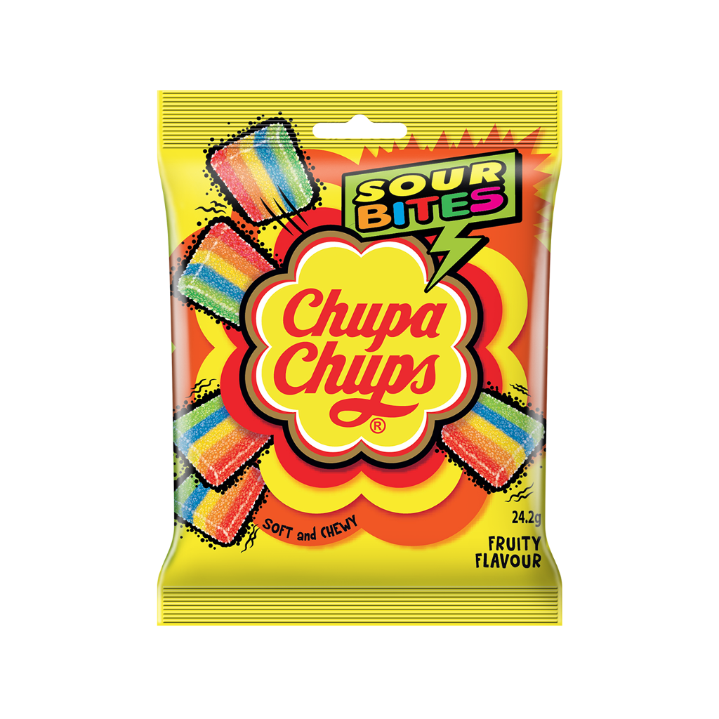 Chupa Chups Four Flavor Sour Tubes Candy Bag Yellow Package PNG Clipart