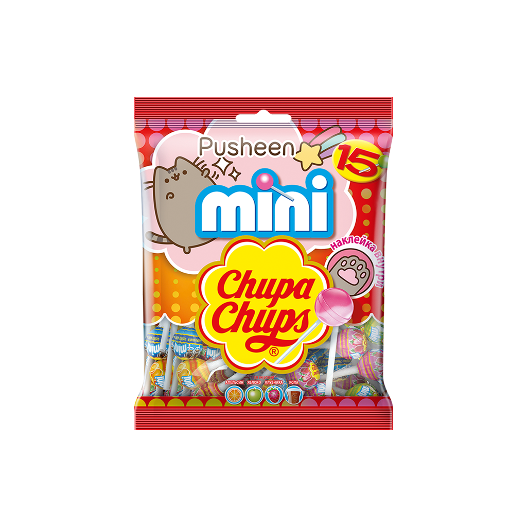 Chupa Chups Mini Assorted Lollipop Candy Bag Pink Packaging PNG Product Image