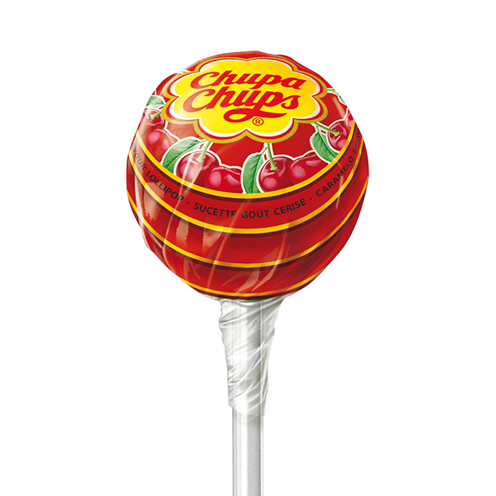 Chupa Chups Red Strawberry Swirl Lollipop On White Stick Transparent PNG Image