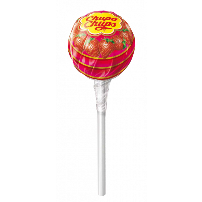 Chupa Chups Red Wrapped Round Lollipop With White Stick Transparent PNG Image