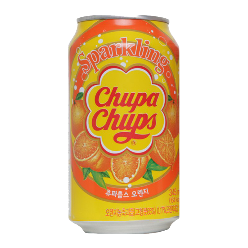 Chupa Chups Sparkling Orange Flavored Soda Can Product Image PNG