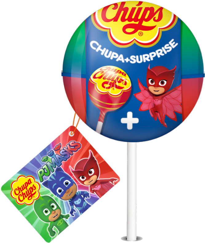 Chupa Chups Superhero Surprise Lollipop With Collectible Toy Card PNG Graphic