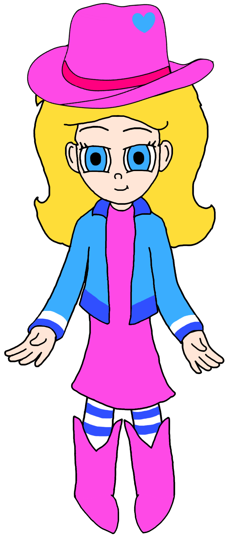 Colorful Cartoon Girl Character Wearing Pink Outfit And Purple Hat PNG Illustration
