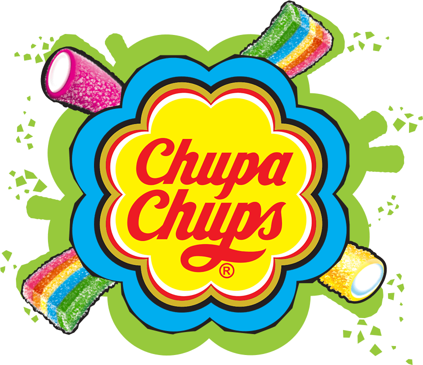 Colorful Chupa Chups Flower Logo With Decorative Candy Swirls PNG Illustration