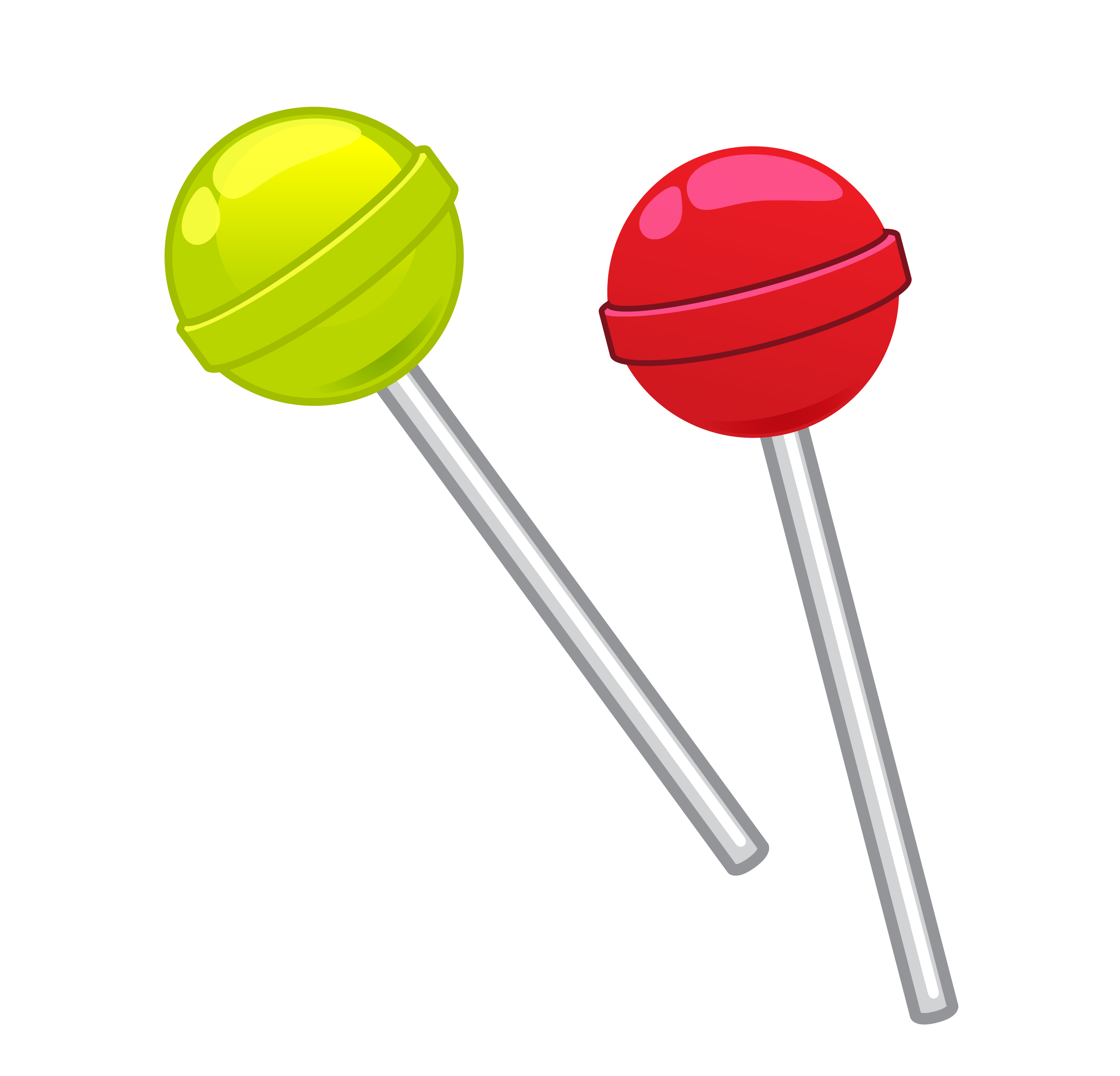 Green And Red Round Lollipops Pair With White Sticks Isolated PNG Clipart