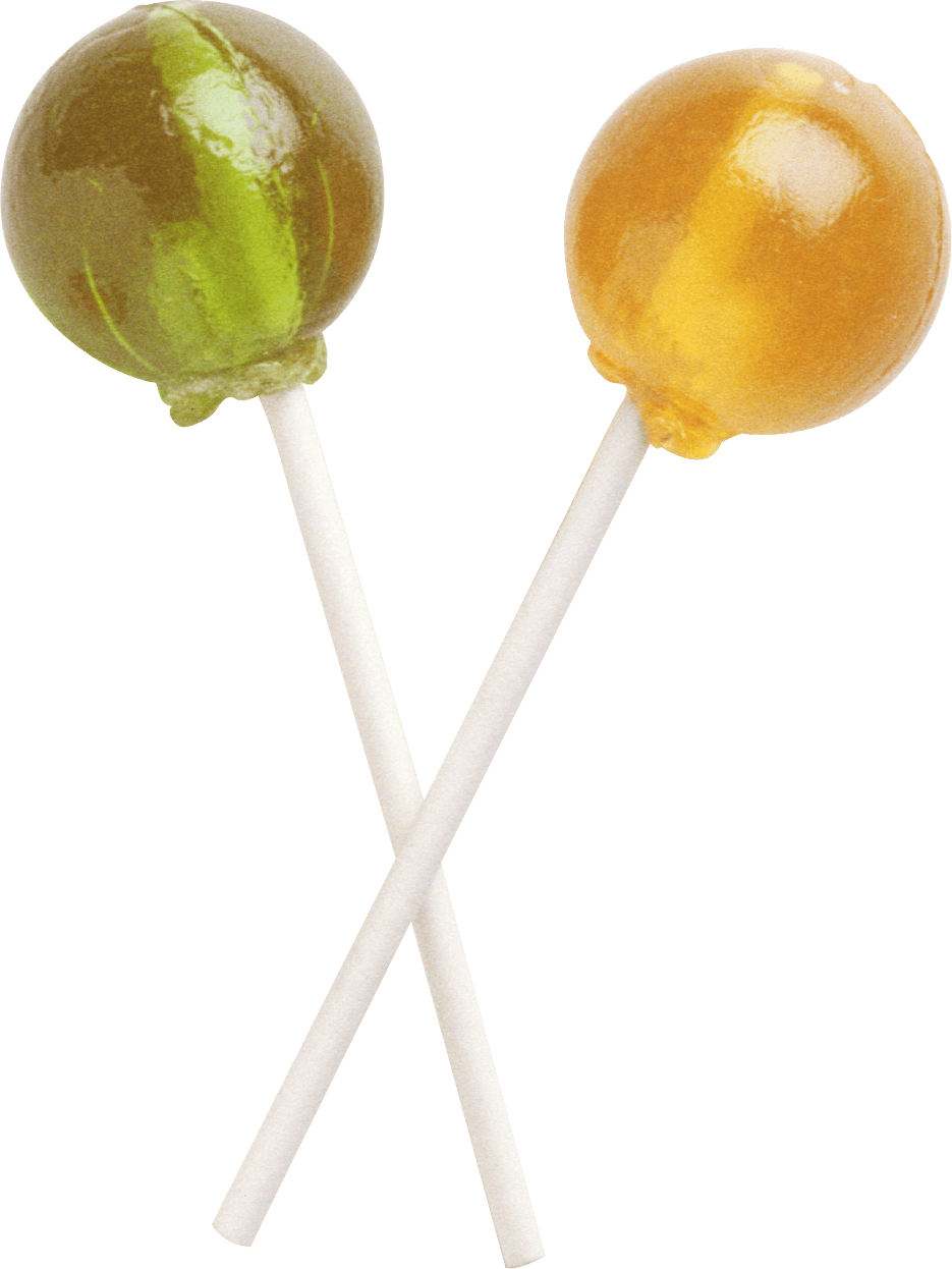 Green Apple And Orange Chupa Chups Lollipops Isolated Transparent PNG Image