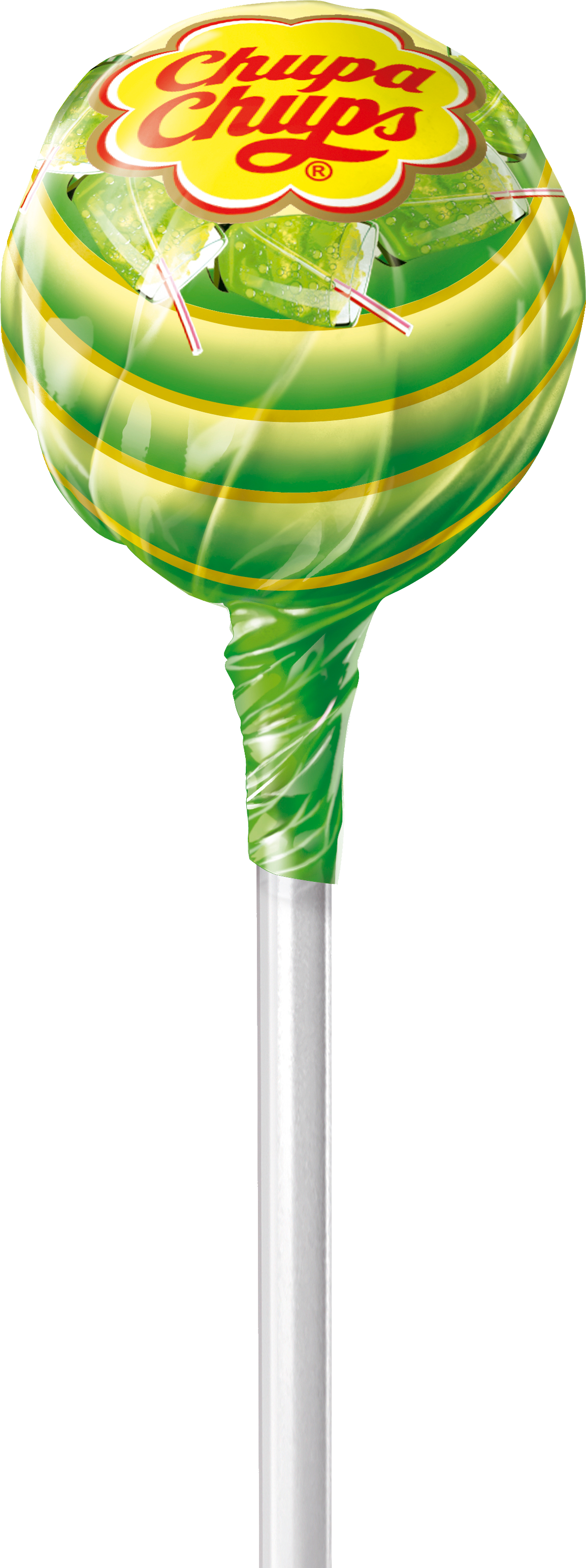 Green Chupa Chups Apple Flavored Swirl Lollipop Transparent Background PNG