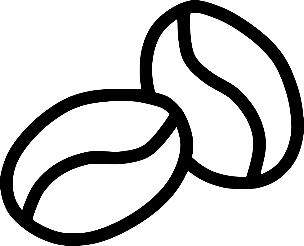 Black Outline Drawing Of Two Overlapping Coffee Beans PNG Icon