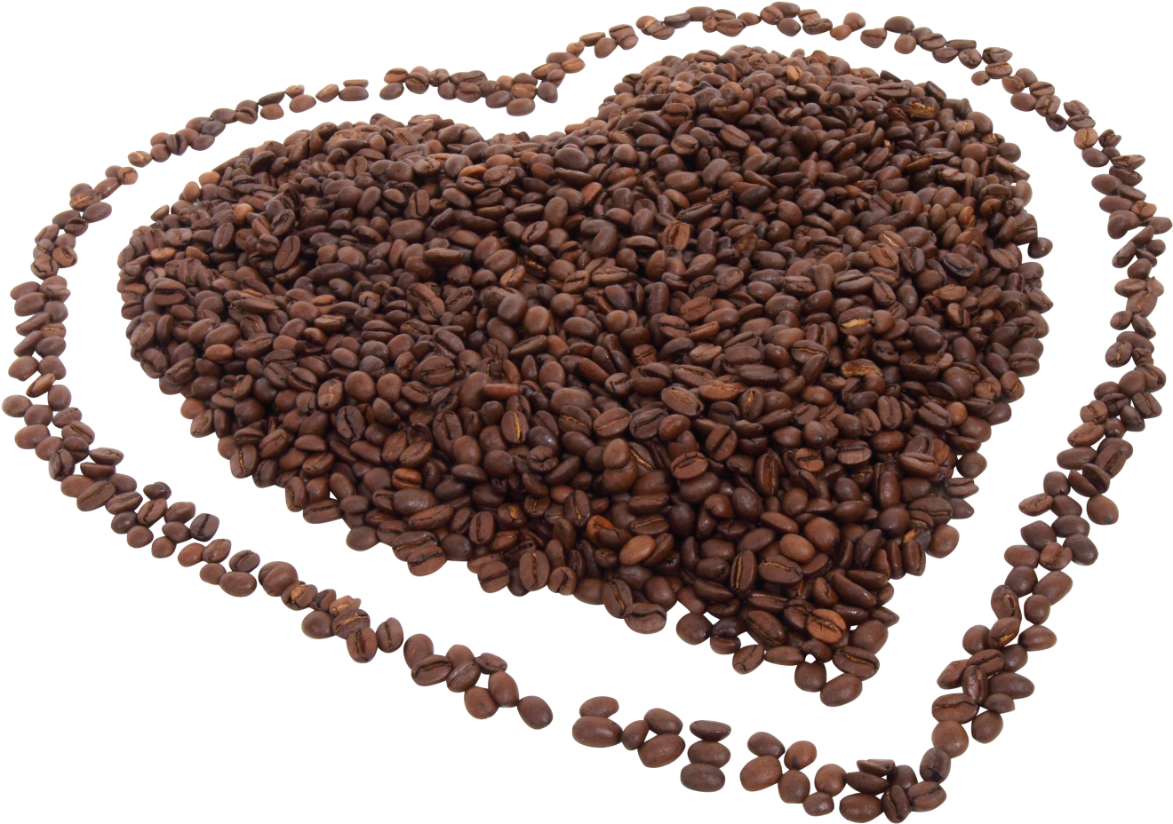 Coffee Bean Heart Outline Made From Tiny Roasted Beans PNG Design