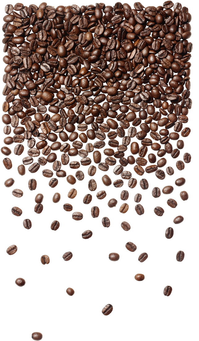 Coffee Beans Falling In A Vertical Stream Transparent Background PNG Image