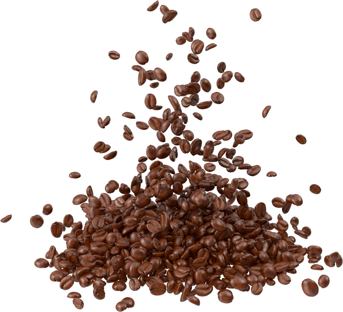 Coffee Grounds Sprinkling Down Into A Roasted Bean Pile PNG Image