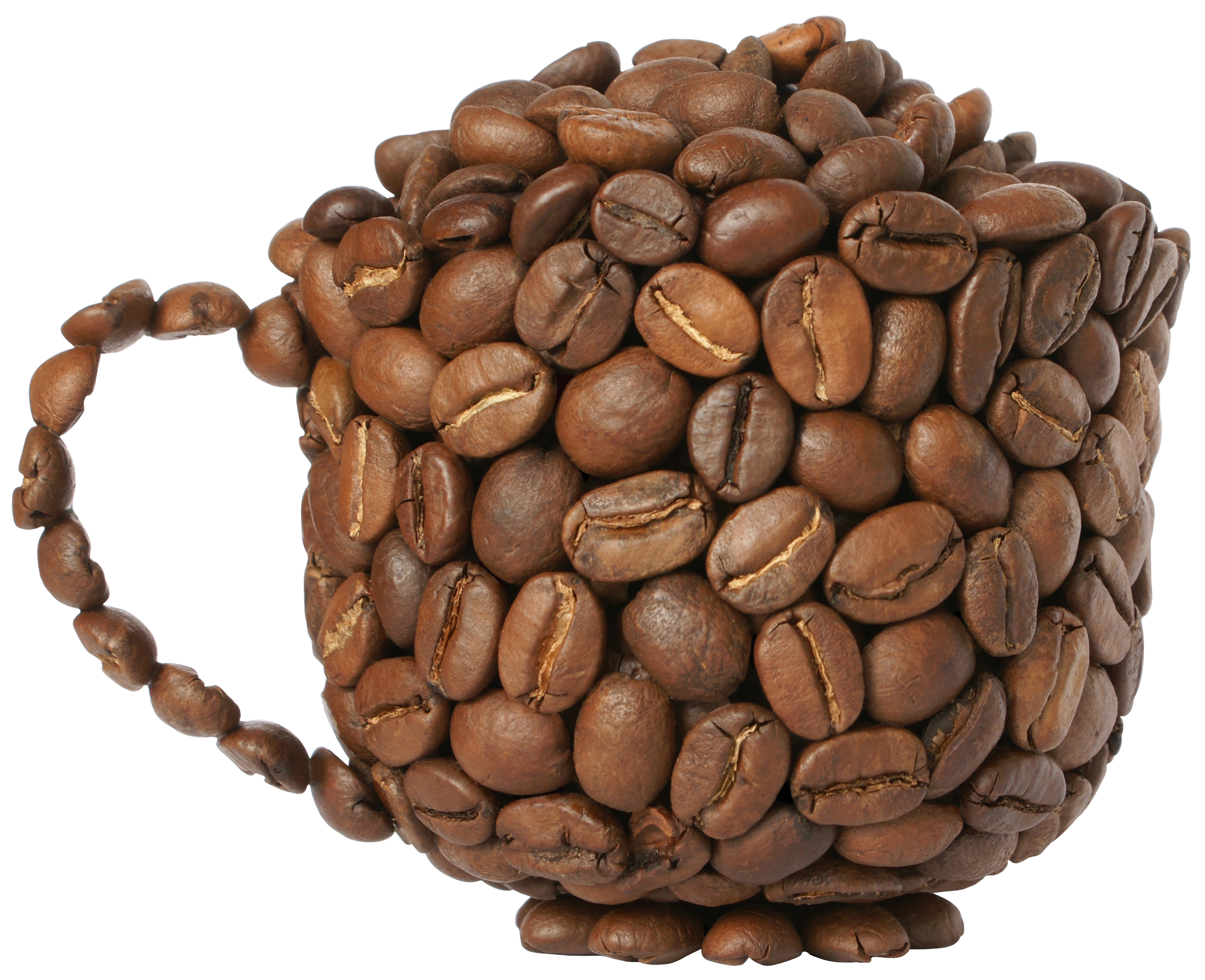 Coffee Mug Shape Crafted From Whole Roasted Beans PNG Illustration