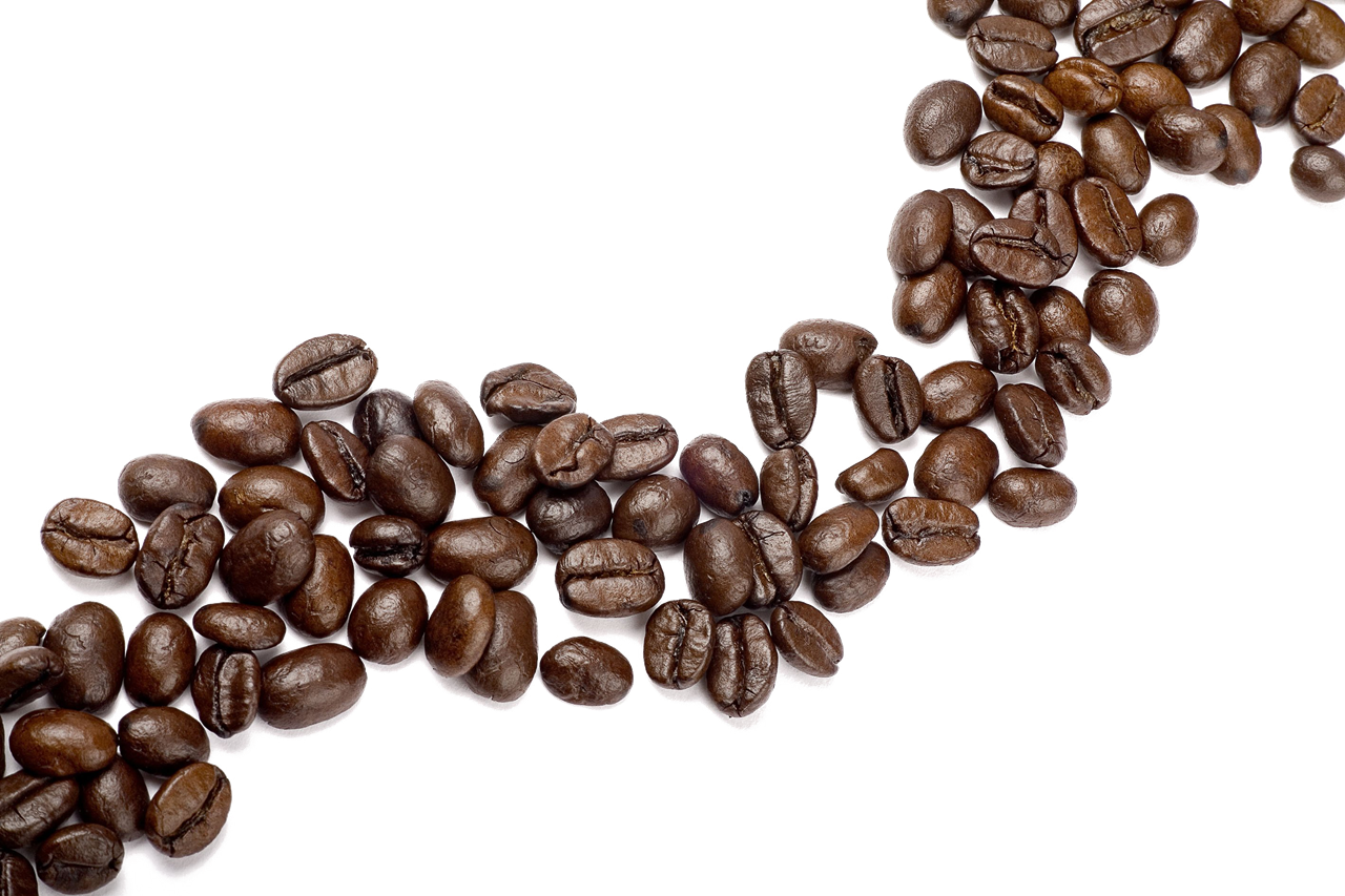 Curving Trail Of Coffee Beans Forming A Decorative Swirl PNG Design