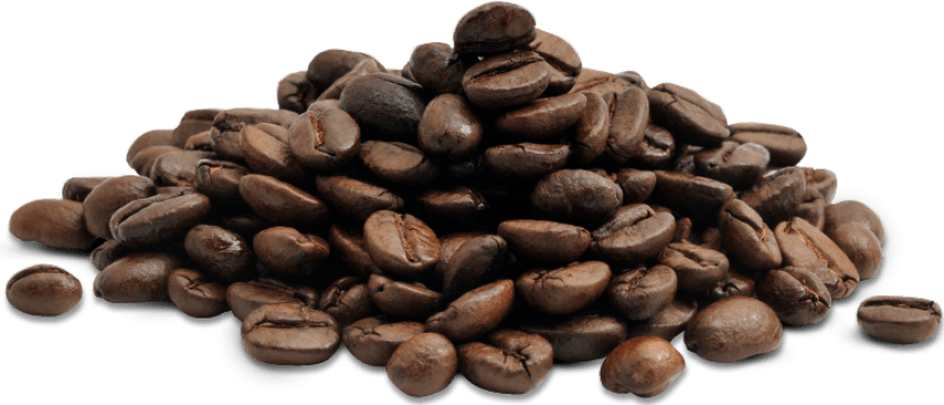 Dark Roasted Coffee Beans On Deep Green Background PNG Photo