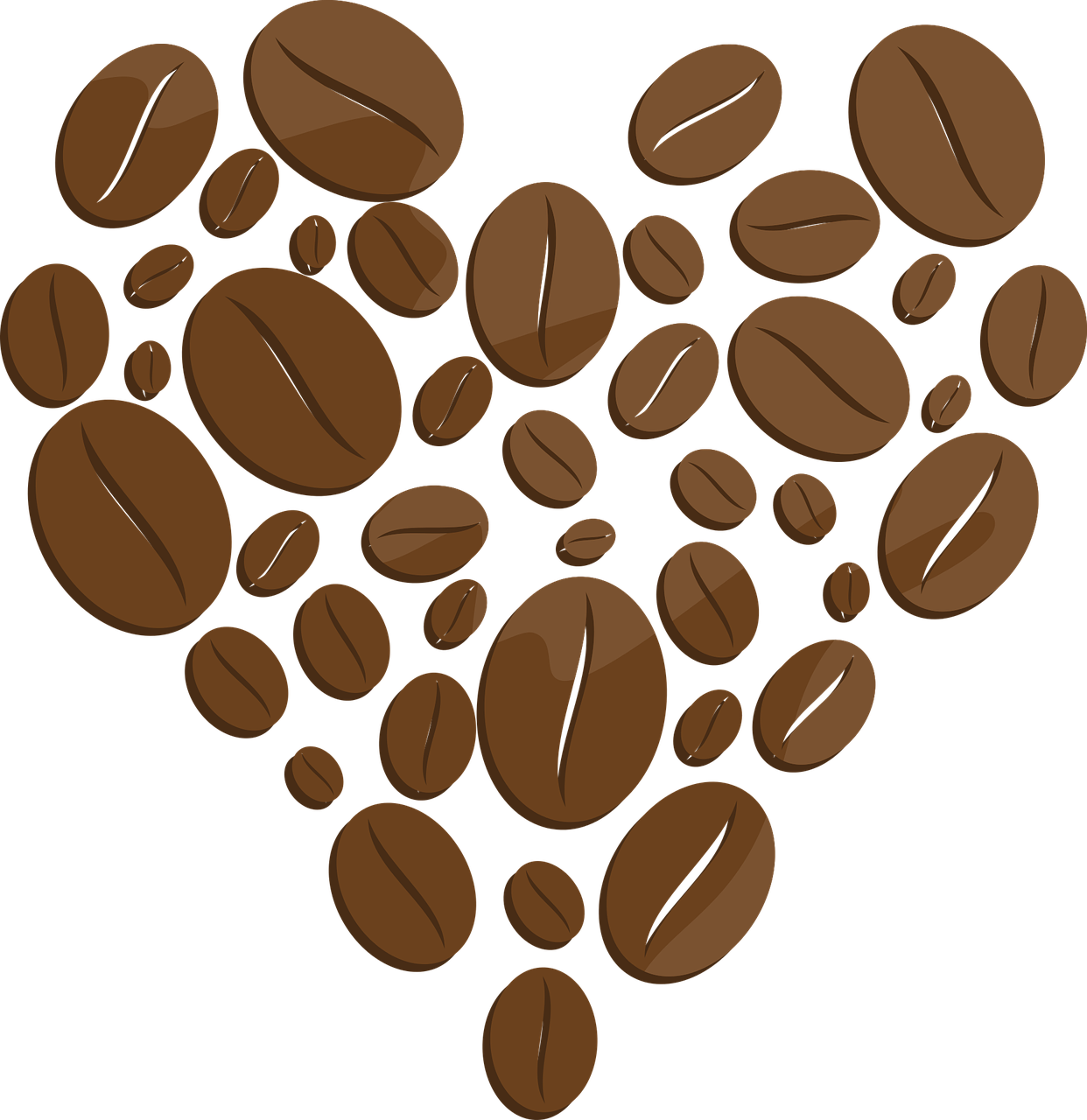 Heart Outline Formed From Simple Brown Coffee Bean Shapes PNG