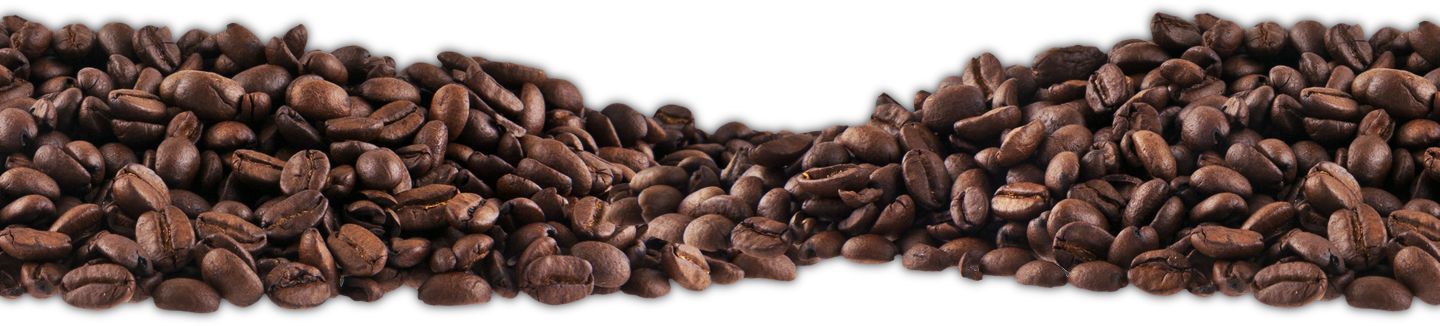 Horizontal Row Of Coffee Beans Falling From Above PNG Border