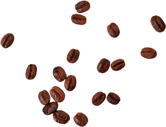 Loose Roasted Coffee Beans Scattered Across Transparent Background PNG