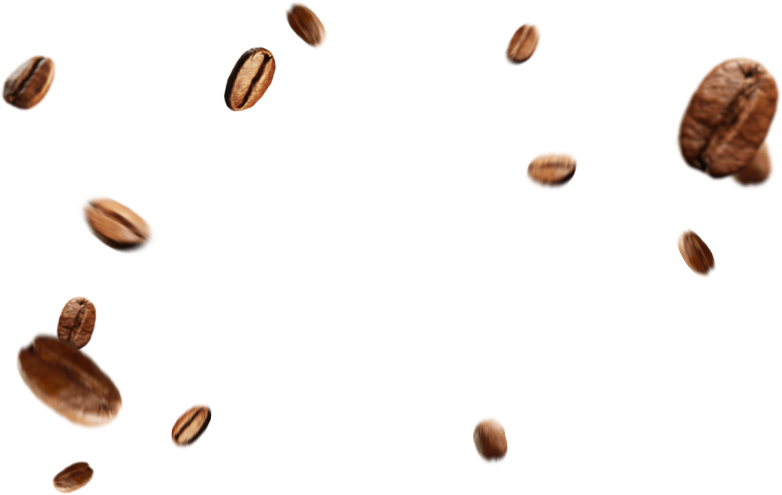 Roasted Coffee Beans Floating Across Transparent Background PNG Image