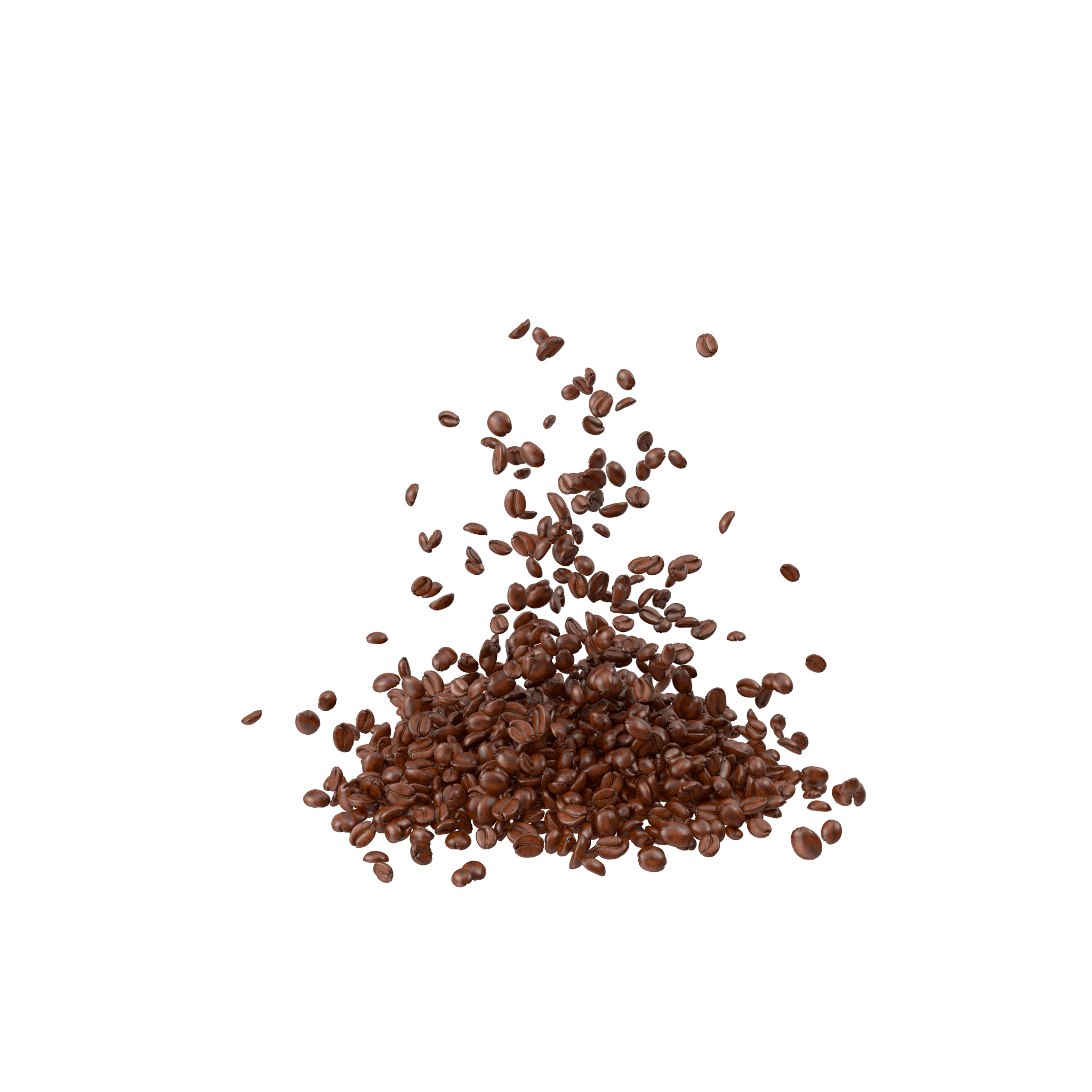 Roasted Coffee Beans Scattered Into A Low Pile Transparent PNG Image