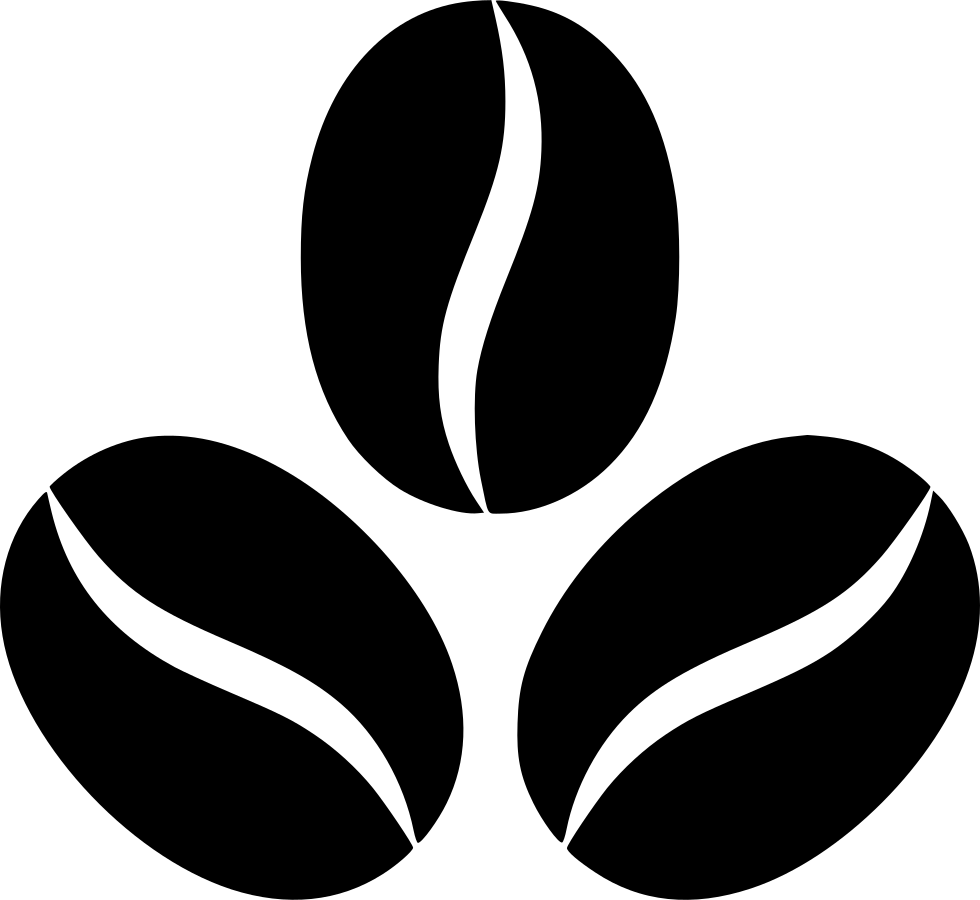 Three Black Coffee Bean Silhouettes Minimal Logo PNG Graphic