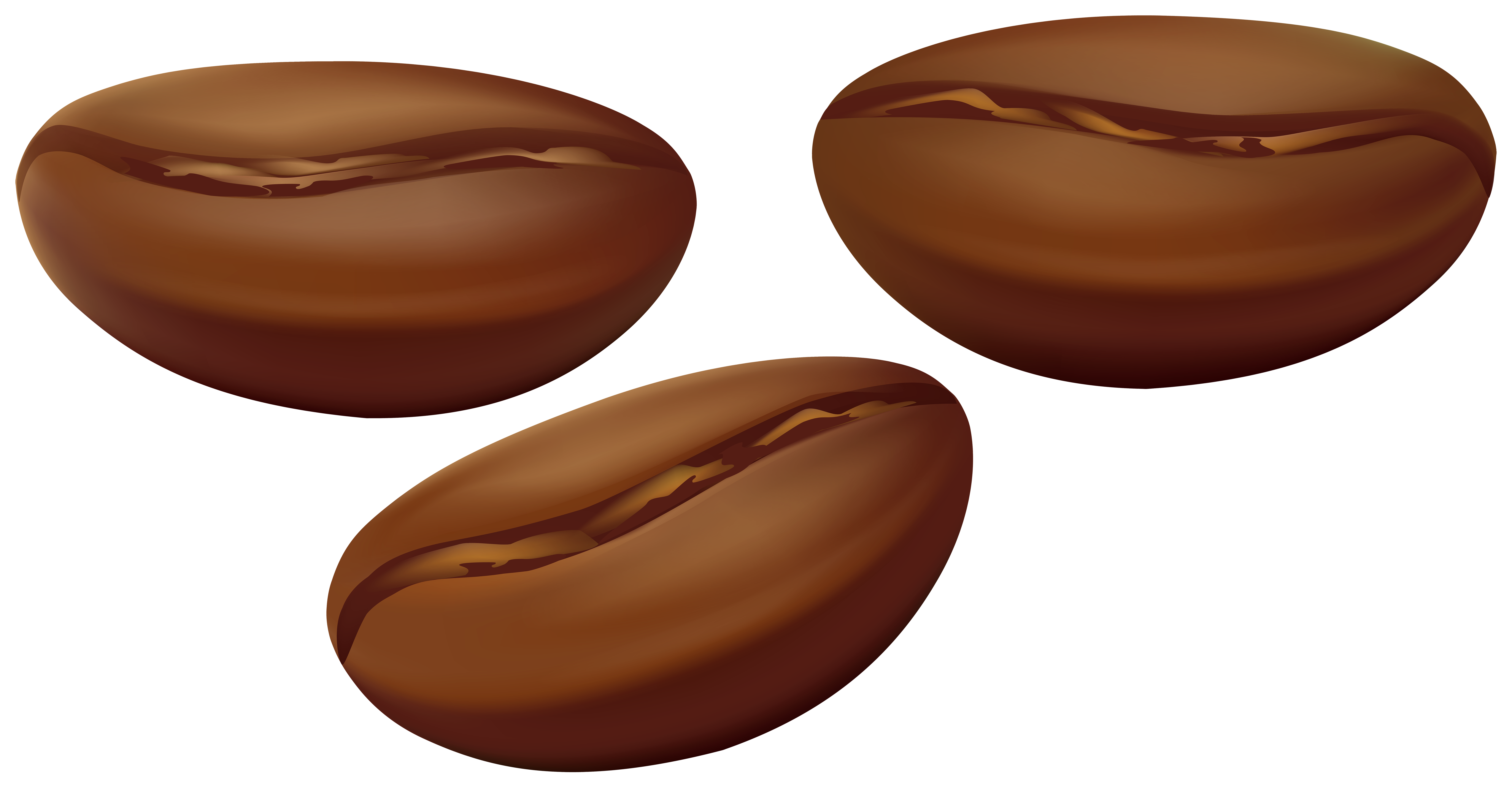 Three Glossy Chocolate Coffee Bean Candies On White PNG Image