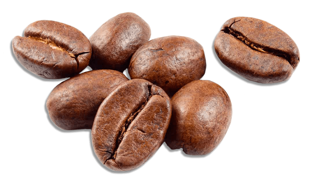Three Shiny Coffee Beans On Black Background Product PNG Image