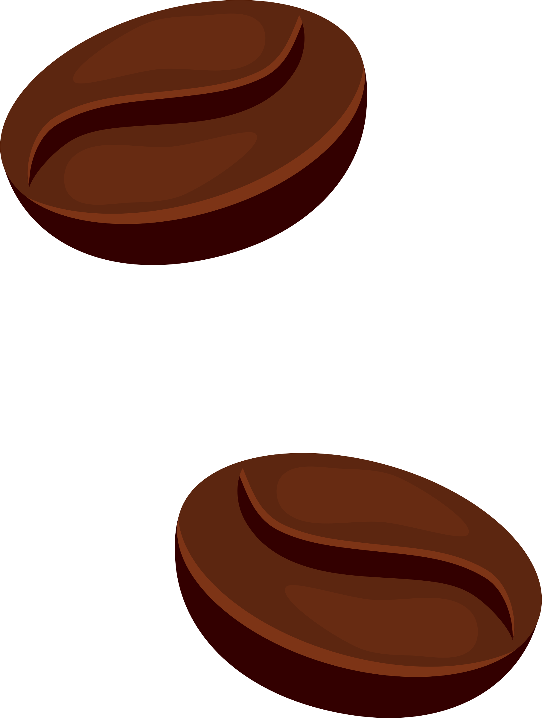 Two Dark Brown Coffee Bean Symbols Minimal Transparent PNG Illustration