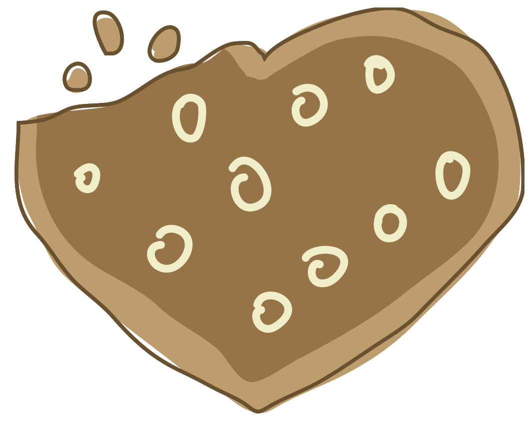 Brown Heart Cookie Decorated With White Icing Loops PNG Illustration