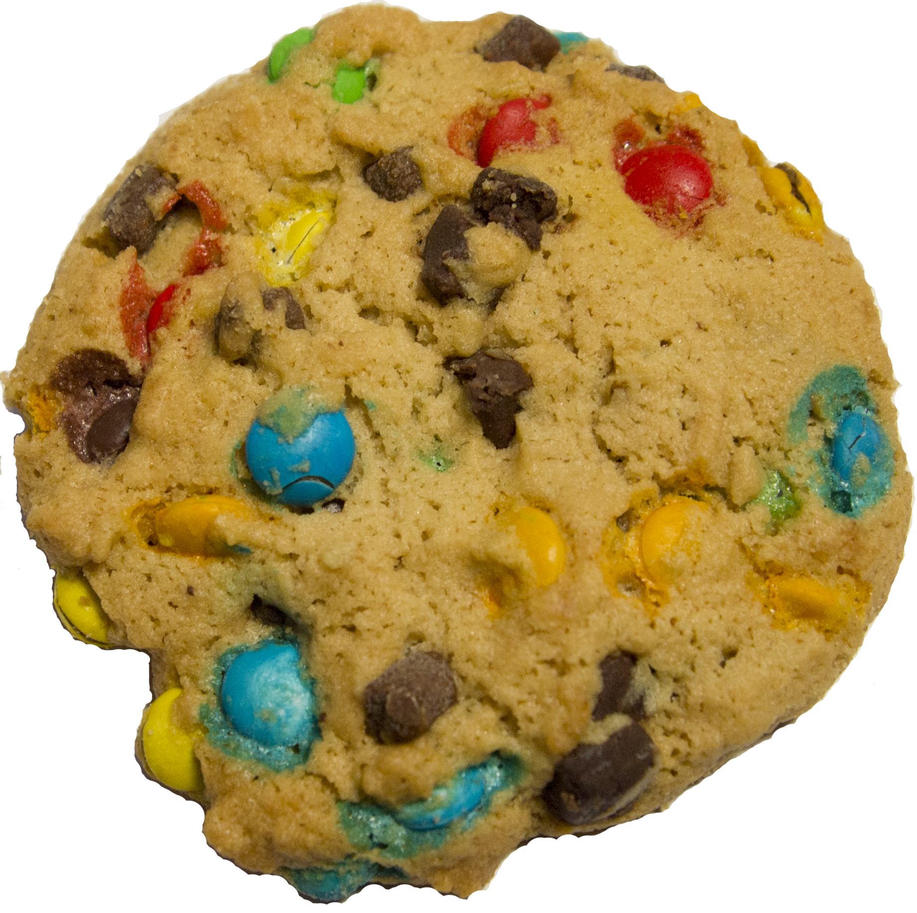 Colorful Candy Chocolate Chip Cookie Covered In Rainbow Candy Pieces PNG Image