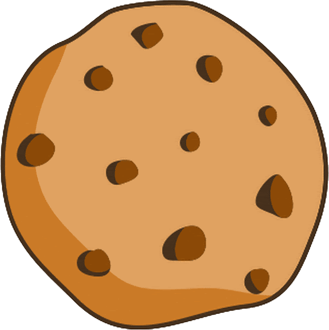 Flat Cartoon Chocolate Chip Cookie Icon With Brown Outline PNG Clipart