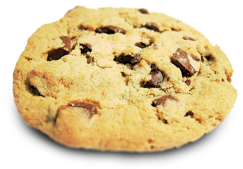Golden Chocolate Chip Cookie With Dark Chunks Close Up PNG Photo