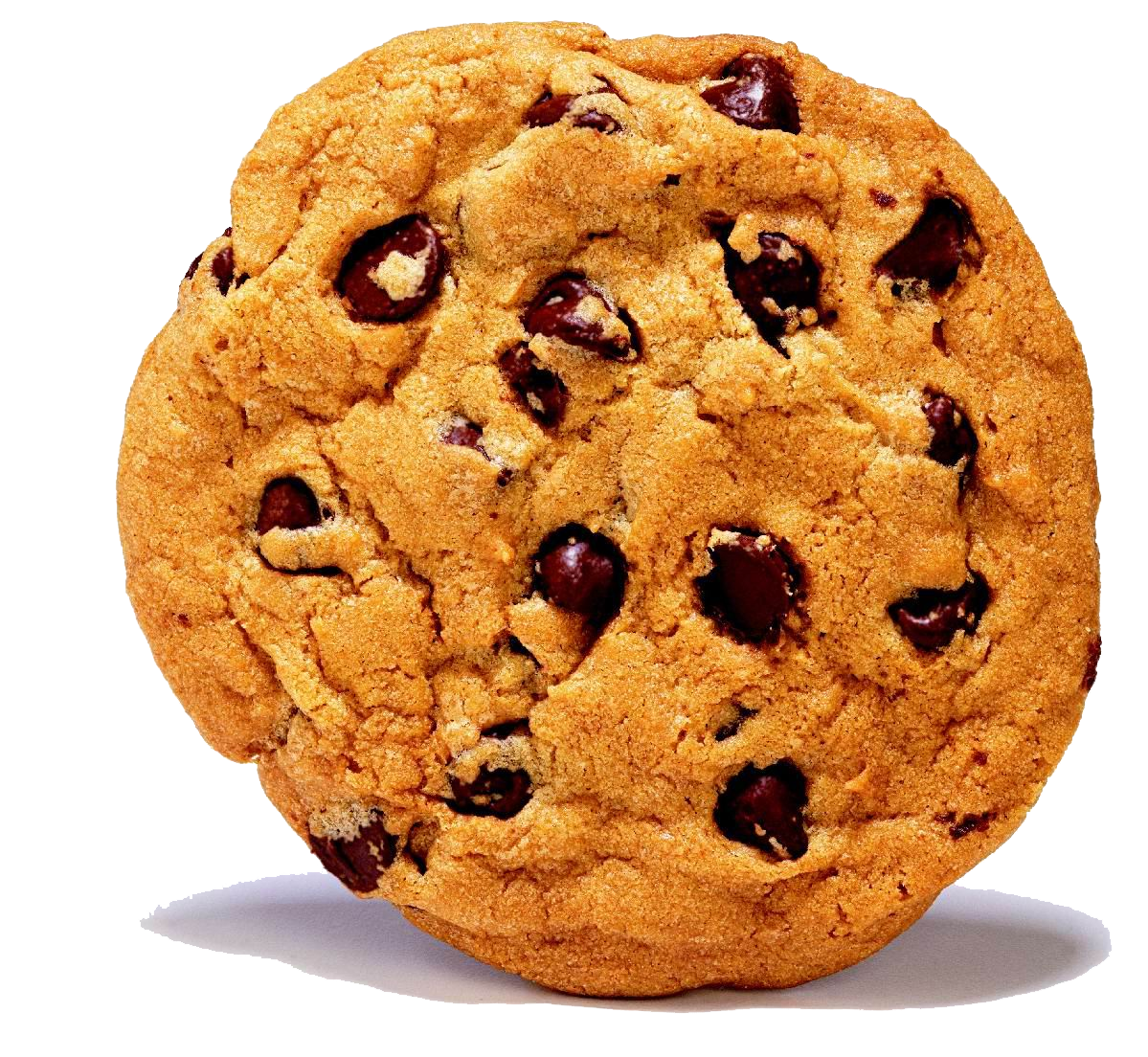 Golden Chocolate Chip Cookie With Natural Shadow Transparent PNG Image