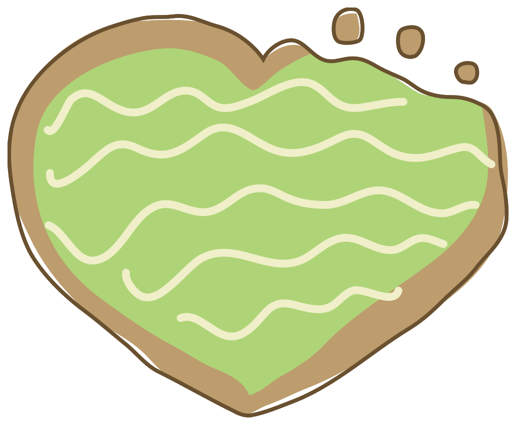 Green Heart Shaped Cookie With White Icing Decorative PNG Illustration