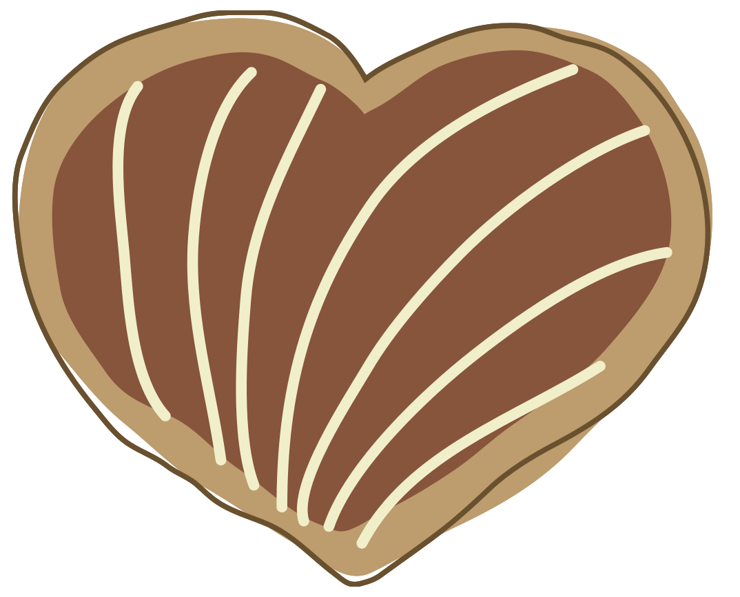 Heart Shaped Chocolate Cookie With Decorative White Icing PNG Graphic