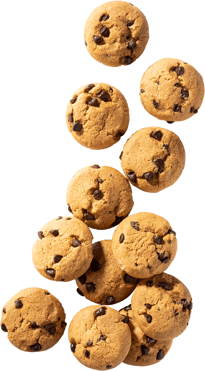 Mini Chocolate Chip Cookies On Dark Background Transparent PNG