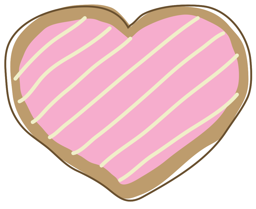 Pink Heart Shaped Cookie Decorated With White Icing Lines PNG Illustration