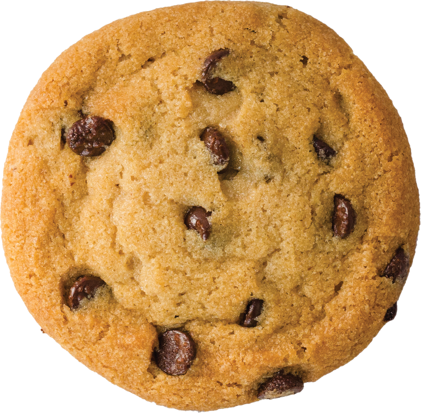 Round Chocolate Chip Cookie Viewed From Above Isolated PNG Clipart