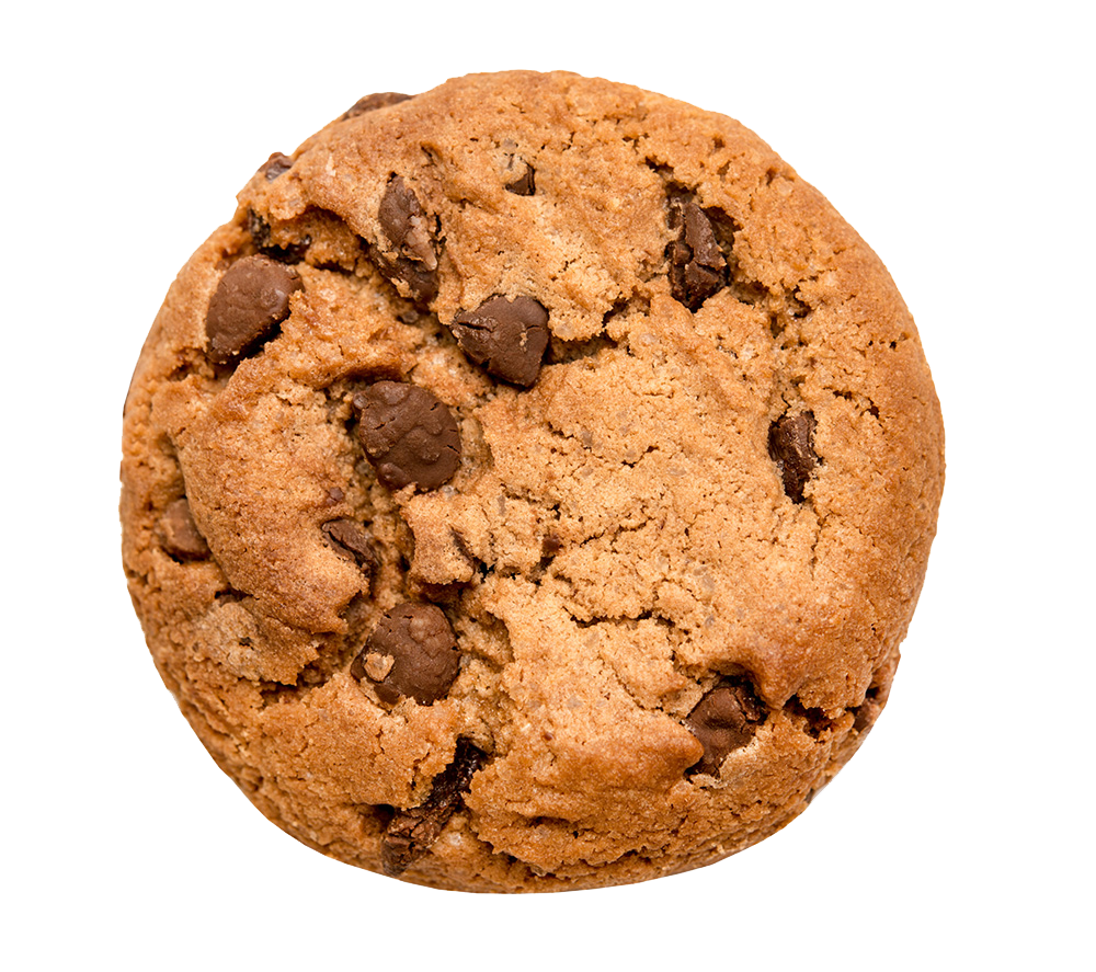 Round Chocolate Chip Cookie With Generous Dark Chocolate Pieces PNG Image